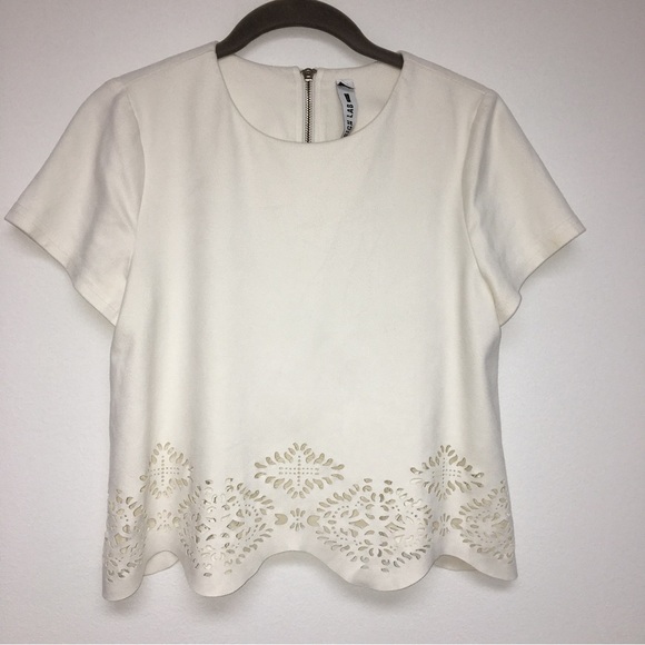 Design Lab Lord & Taylor White Cream Suede Crop Top  Women’s XS NWOT​​ - Picture 1 of 3